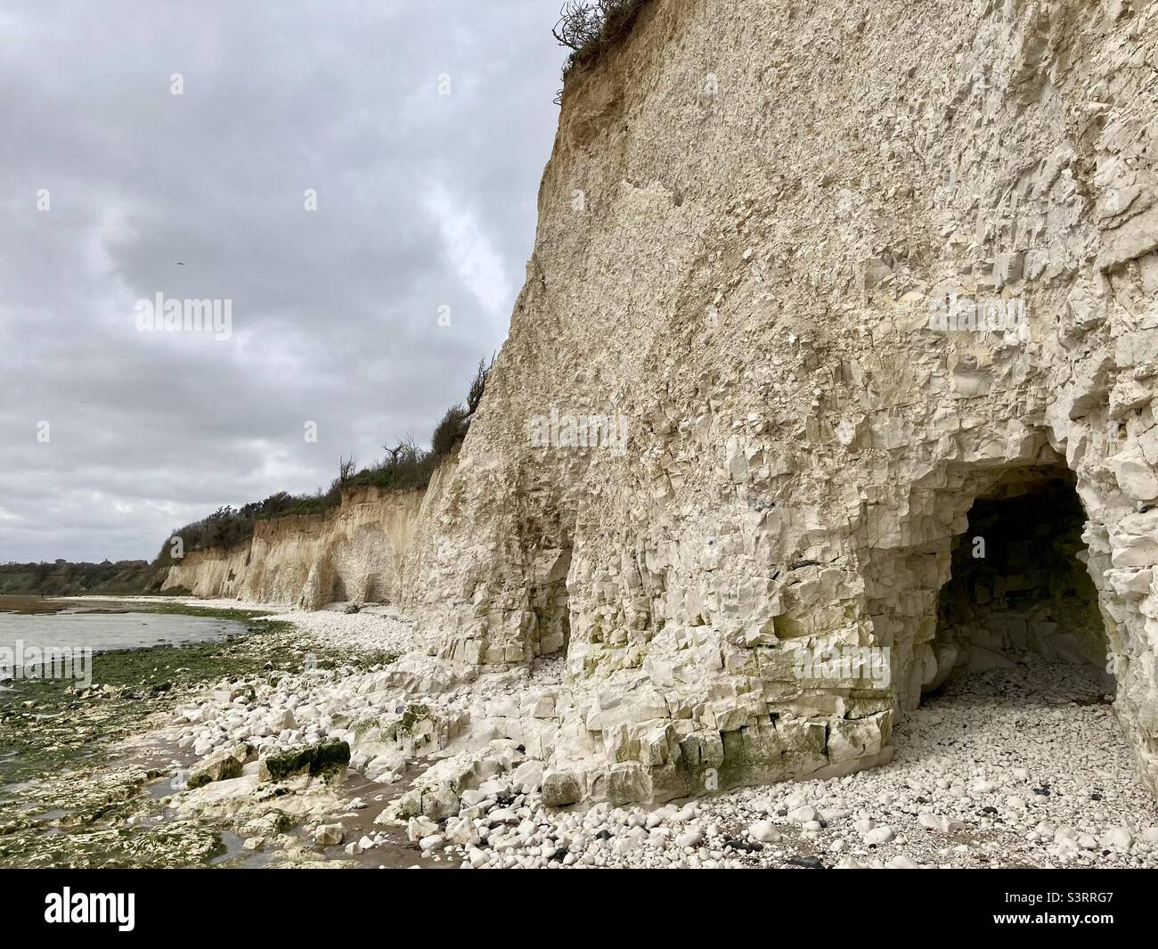 Coastline with caves - Pegwell bay Kent - Smartphone Captured Stock Image