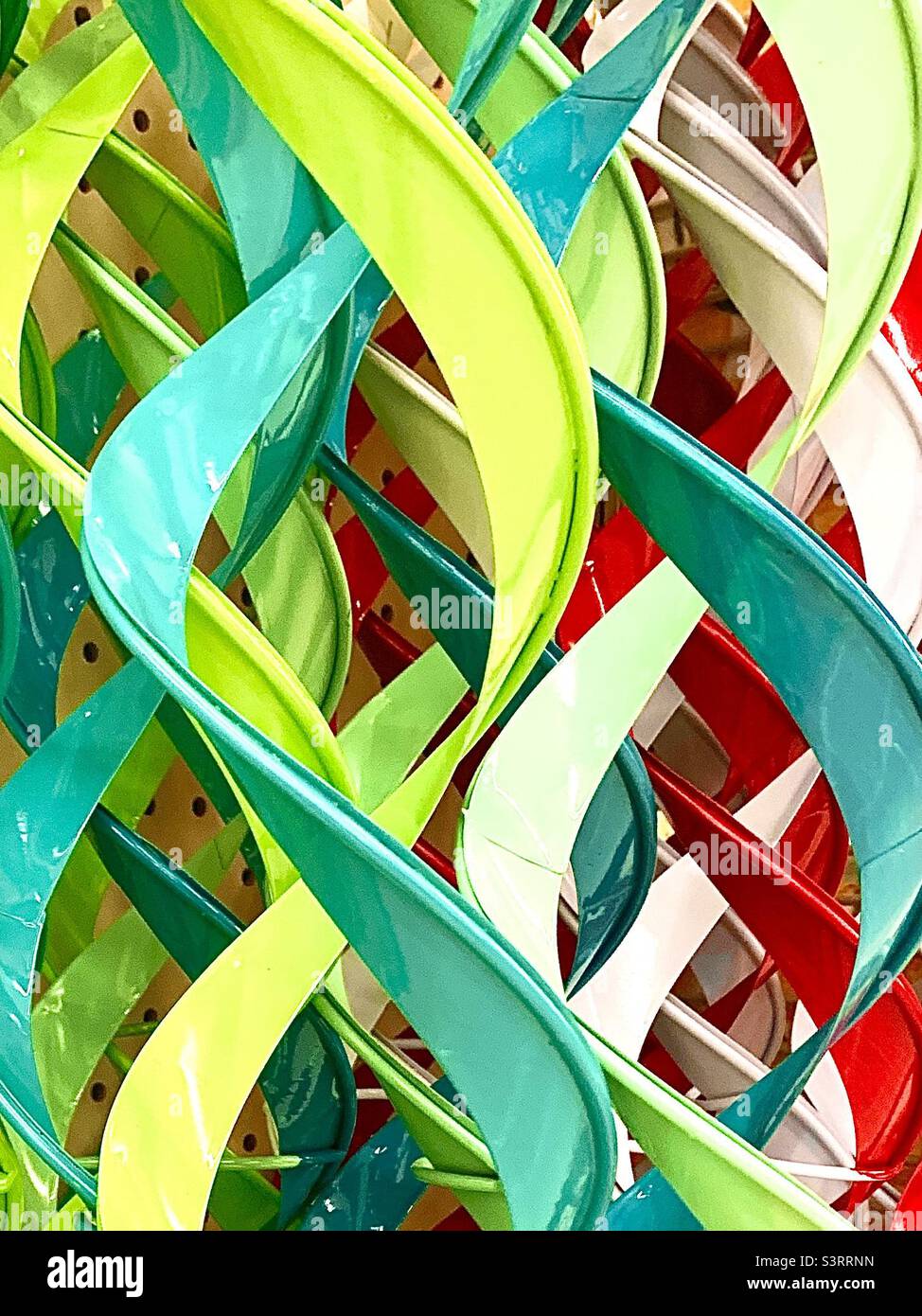 Plastic twirls, red, yellow and green - Smartphone Captured Stock Image