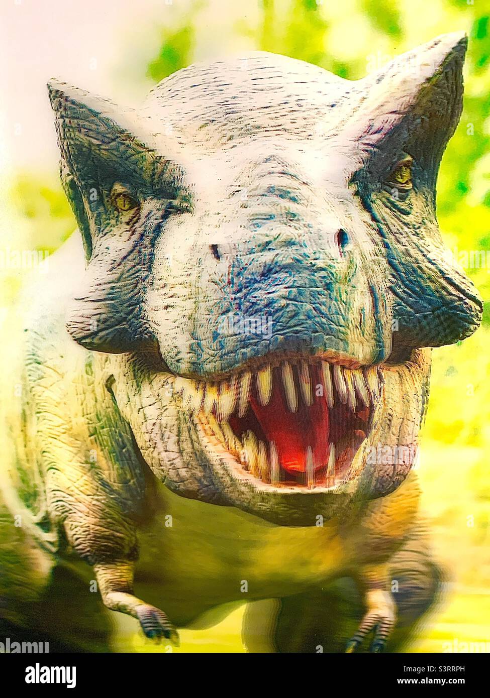 Colorful, dramatic dinosaur - Smartphone Captured Stock Image