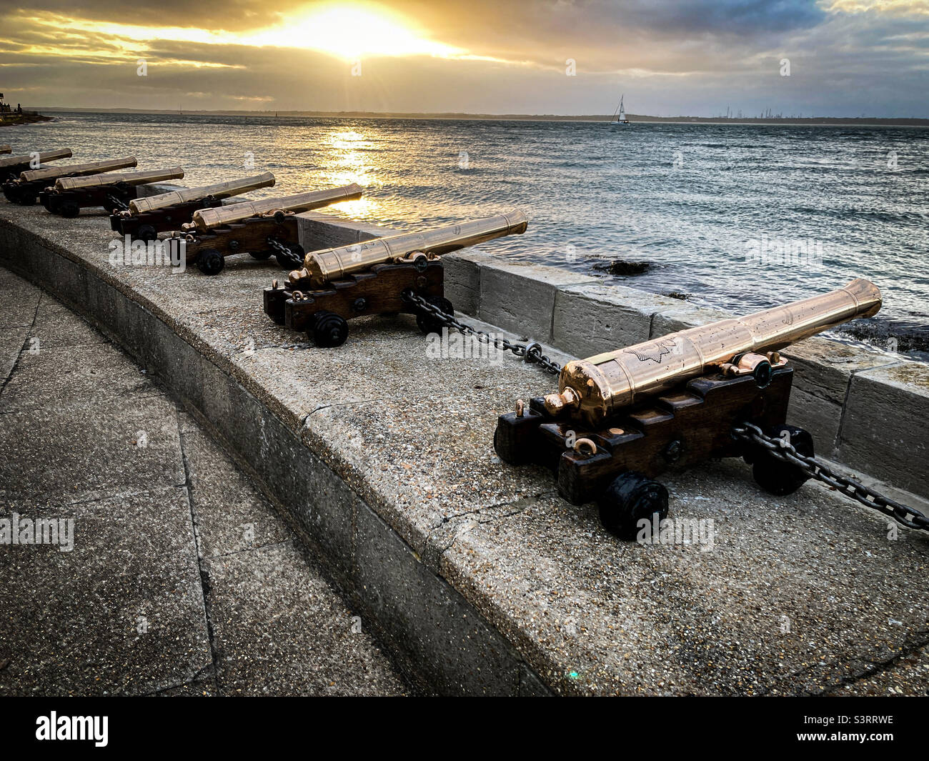 Royal Yacht Squadron, Cowes - starting cannons - Smartphone Captured Stock Image