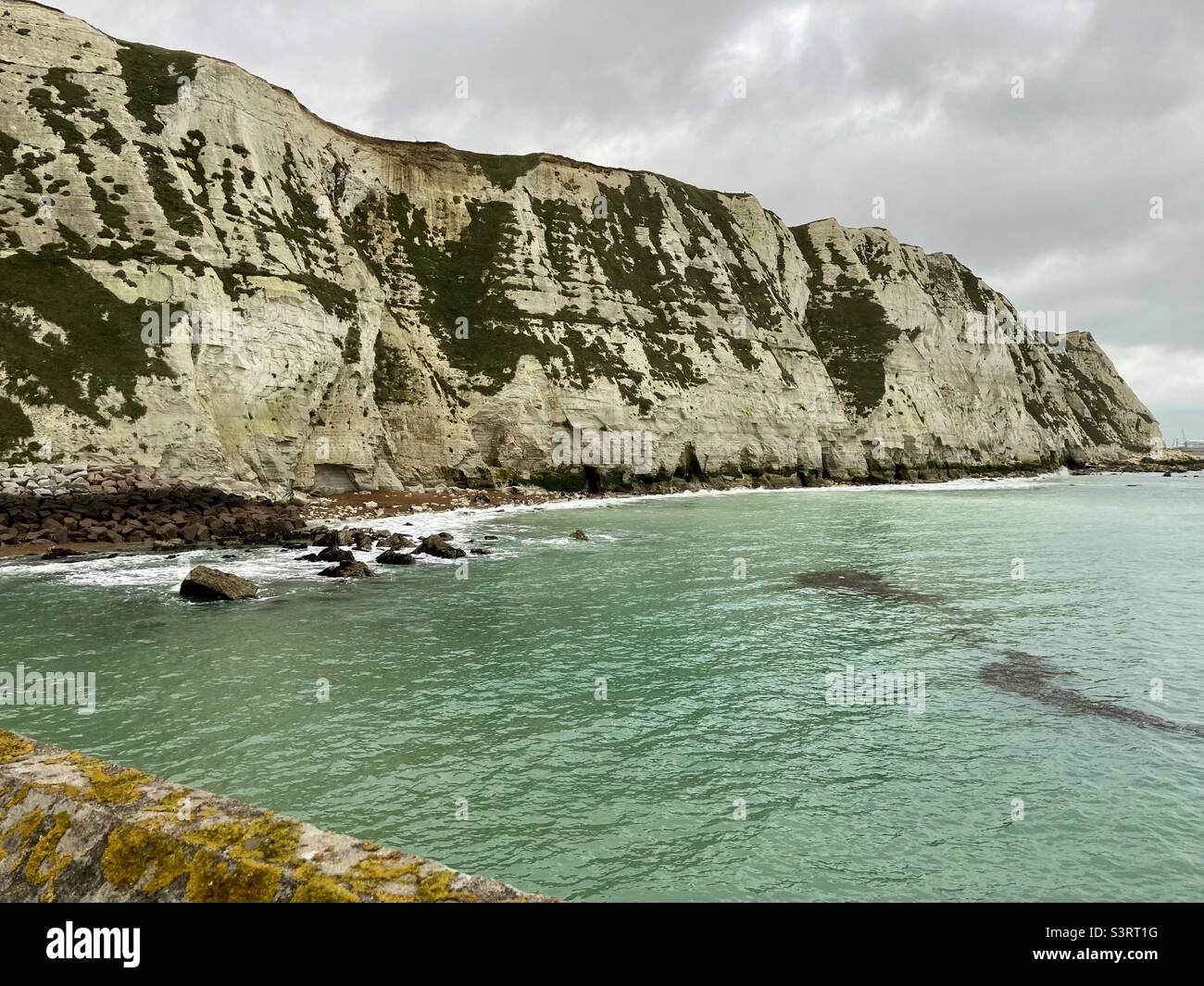 White chalk cliffs on a cloudy day - Smartphone Captured Stock Image