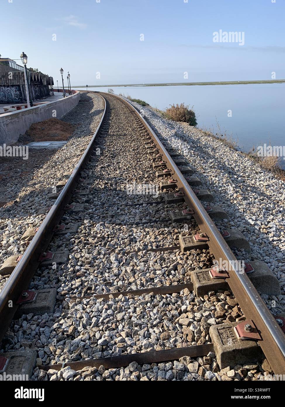 Coastal railway Faro Portugal Stock Photo