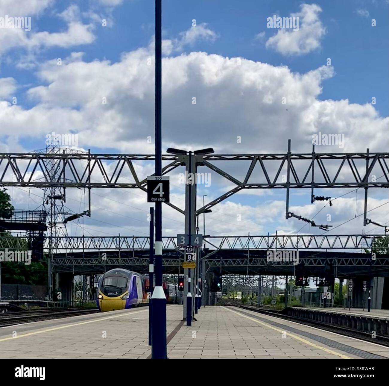 Train arriving at Stafford Station Stock Photo Alamy