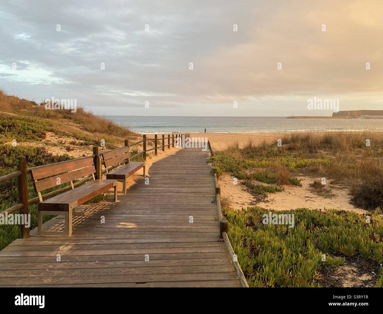 Boardwalk to a beach on the Algarve Stock Photo