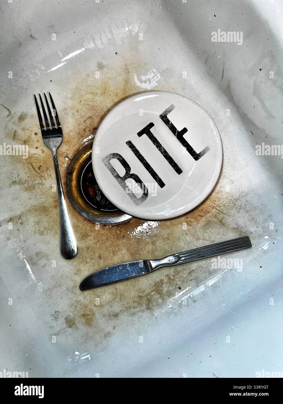 Dirty dishes in sink - Smartphone Captured Stock Image