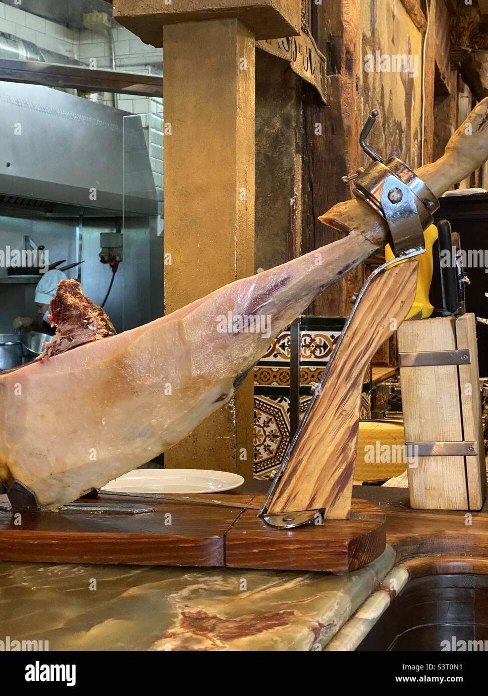 Iberian Ham and Cheese for lunch, lunch el hoof - Smartphone Captured Stock Image