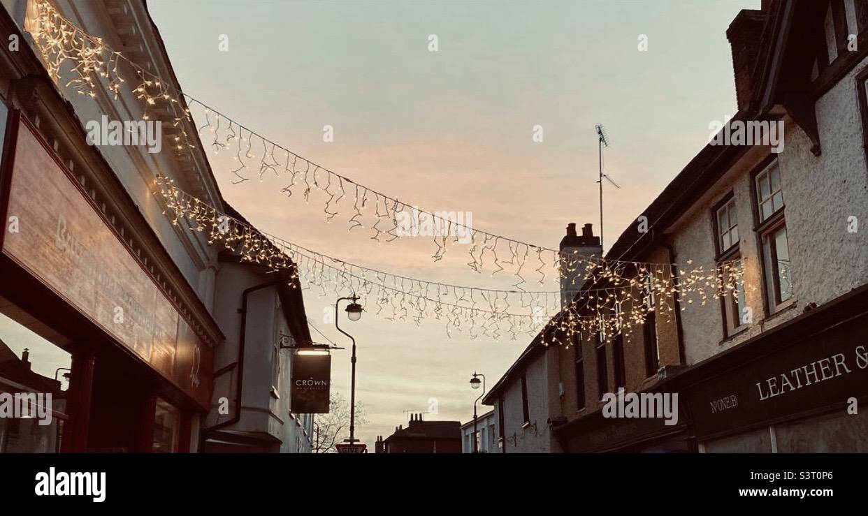 Woodbridge Town Christmas Lights Stock Photo Alamy
