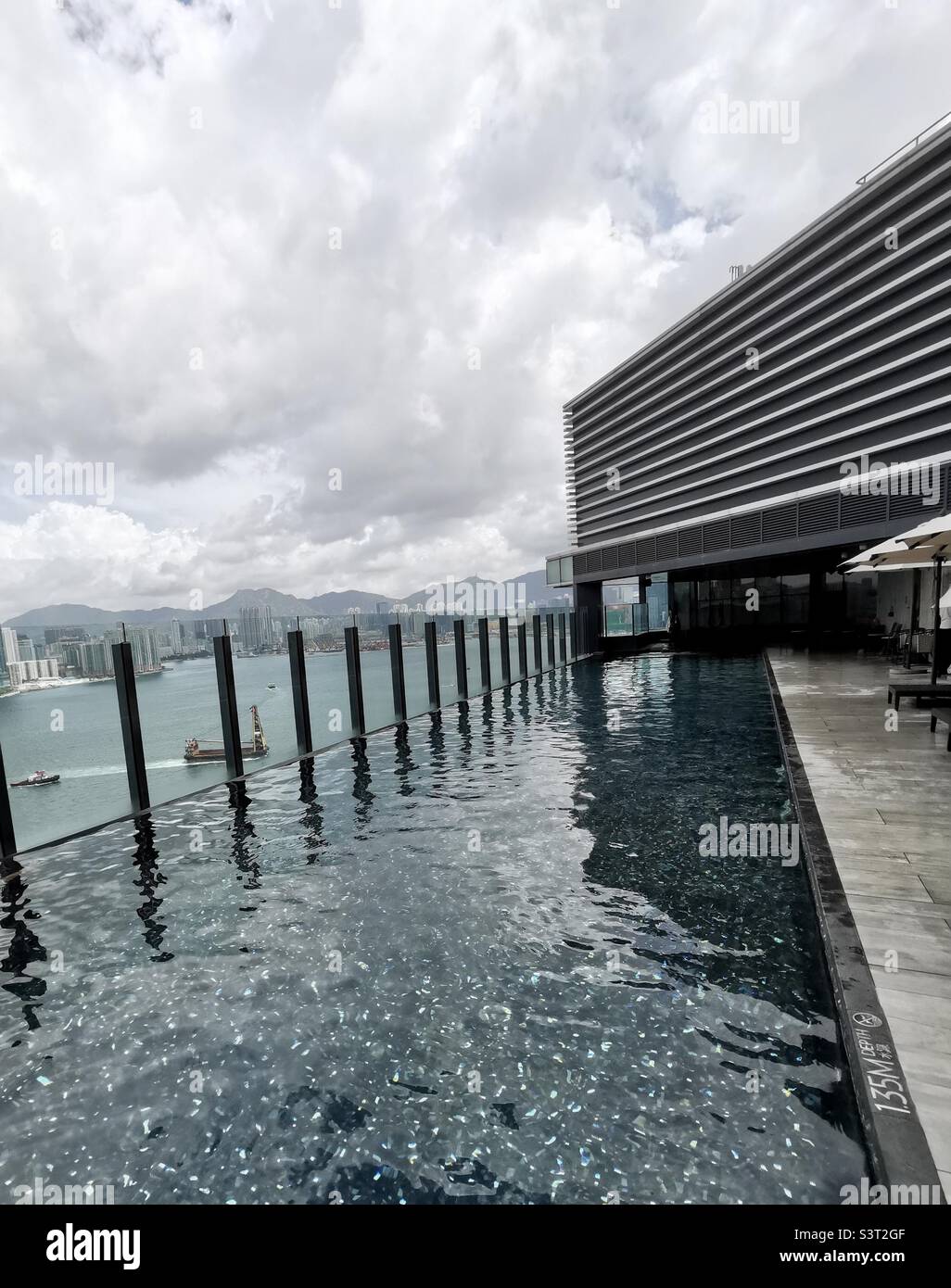 Infinity pool at the Hyatt Centric hotel in North Point, Hong Kong. Stock Photo