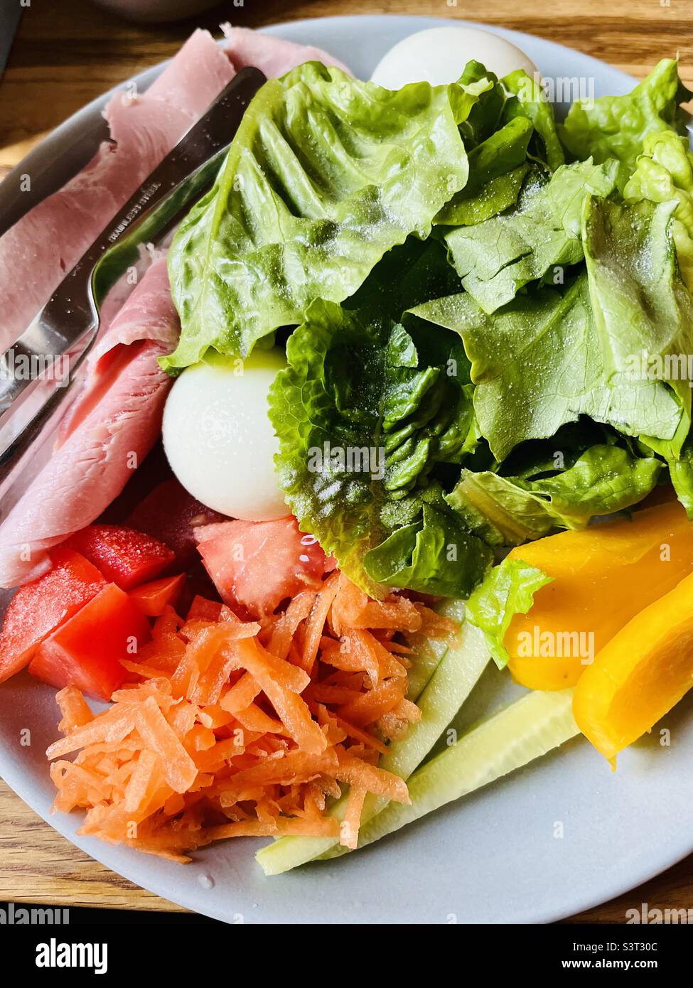 Ham and egg salad Stock Photo