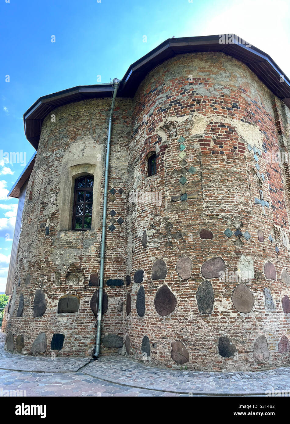 Borisoglebskaya Church (Kolozhskaya Church, Kolozha) is one of the oldest preserved churches of Ancient Russia, a unique monument of Black Russian architecture, Grodno, Belarus - Smartphone Captured Stock Image