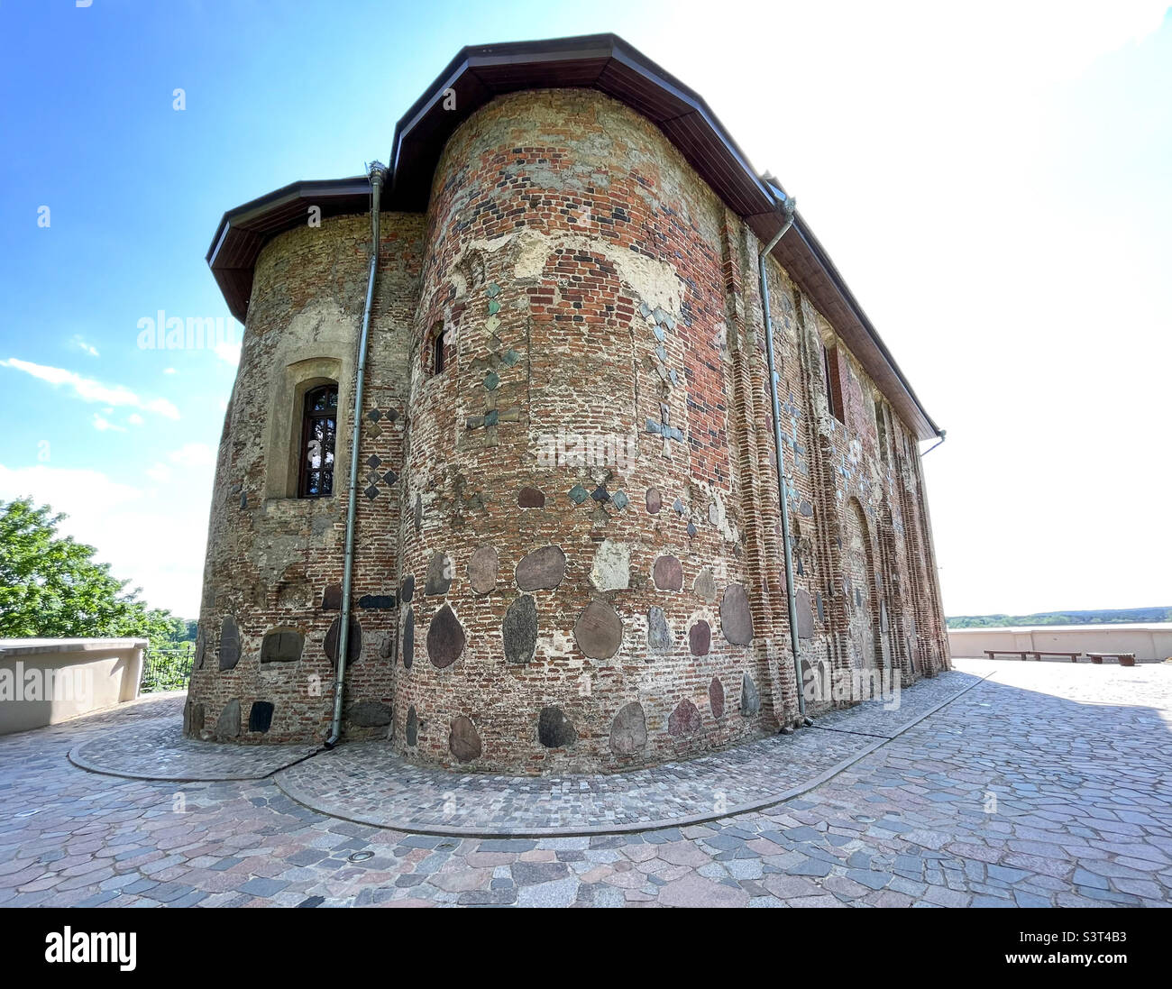 Borisoglebskaya Church (Kolozhskaya Church, Kolozha) is one of the oldest preserved churches of Ancient Russia, a unique monument of Black Russian architecture, Grodno, Belarus - Smartphone Captured Stock Image