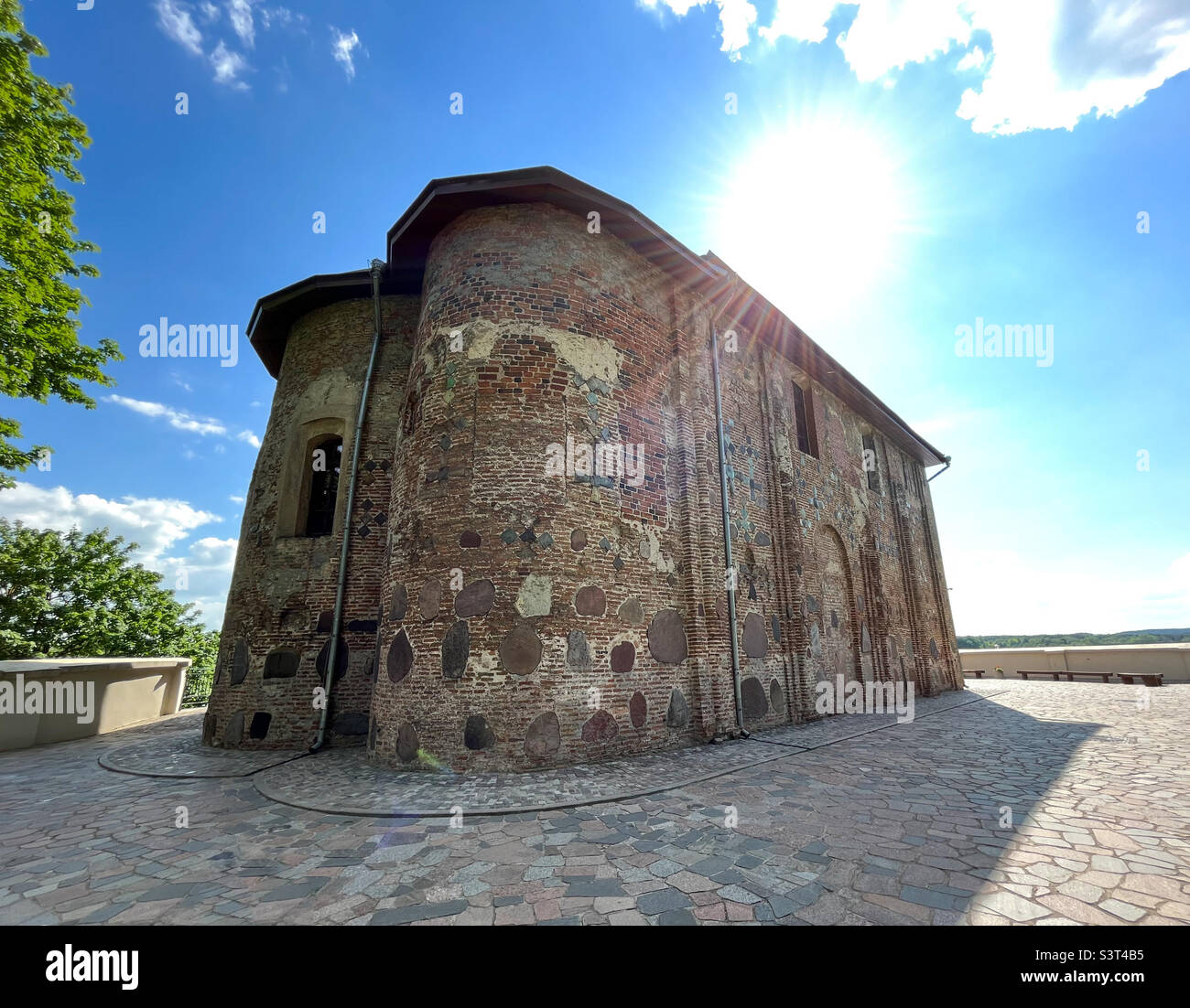 Borisoglebskaya Church (Kolozhskaya Church, Kolozha) is one of the oldest preserved churches of Ancient Russia, a unique monument of Black Russian architecture, Grodno, Belarus - Smartphone Captured Stock Image