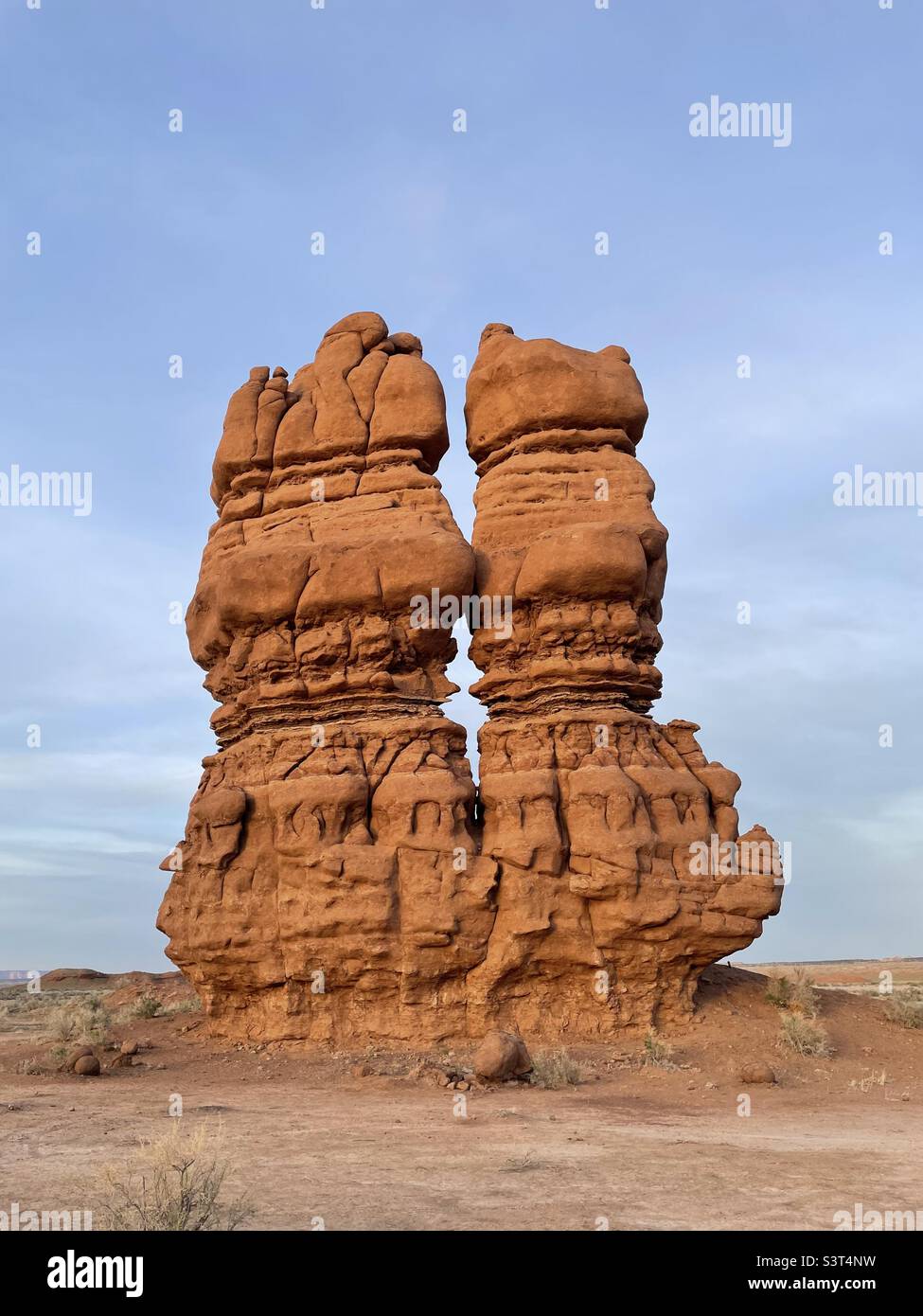 Sid and Charley, red rock spire formation in central Utah. Stock Photo
