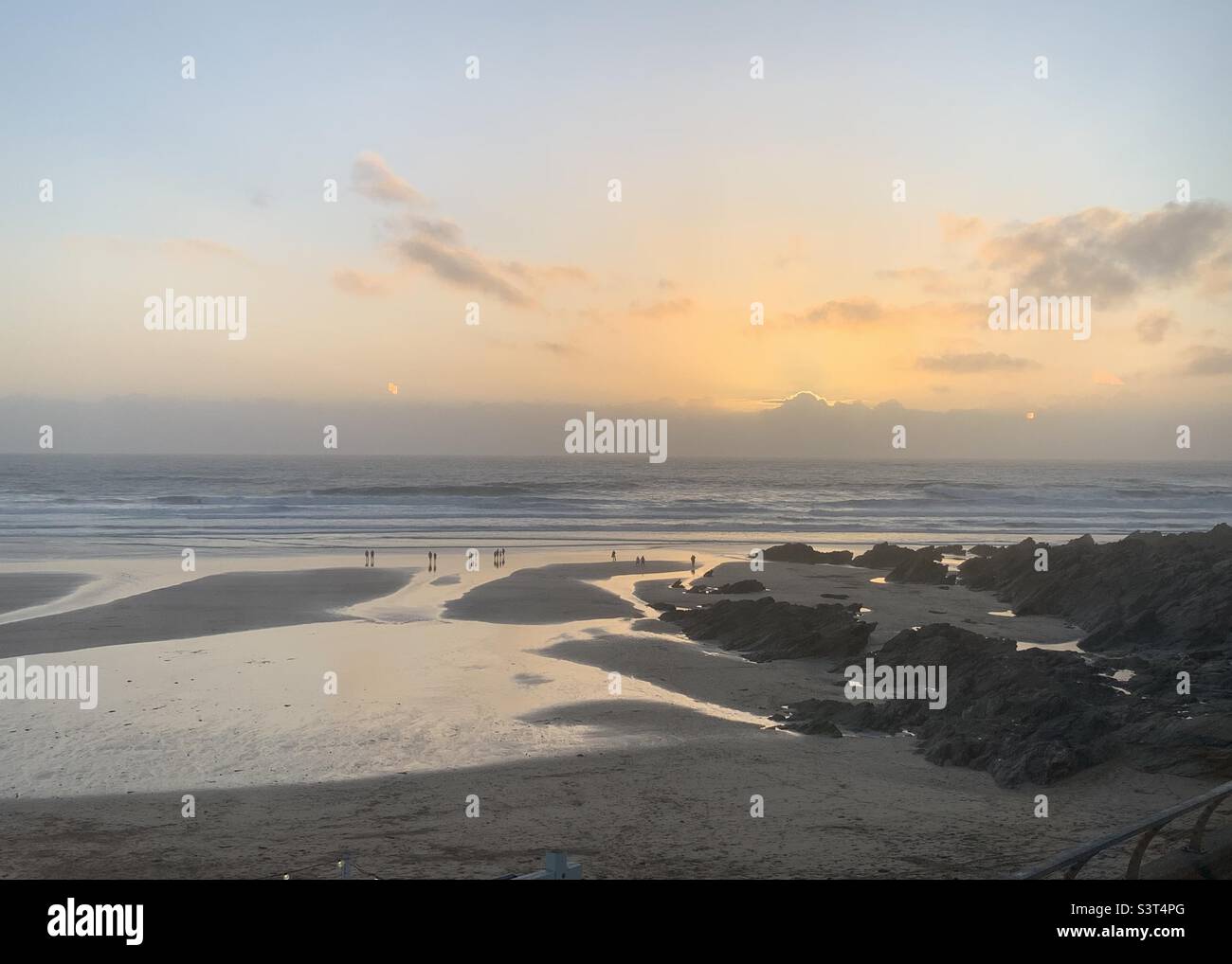Sunset Fistral Bay Newquay Cornwall - Smartphone Captured Stock Image