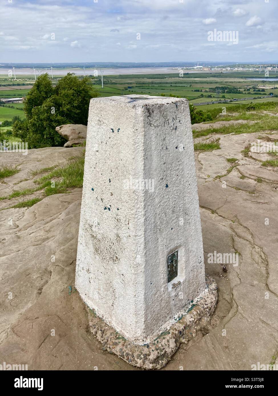 Helsby hill trig point Stock Photo