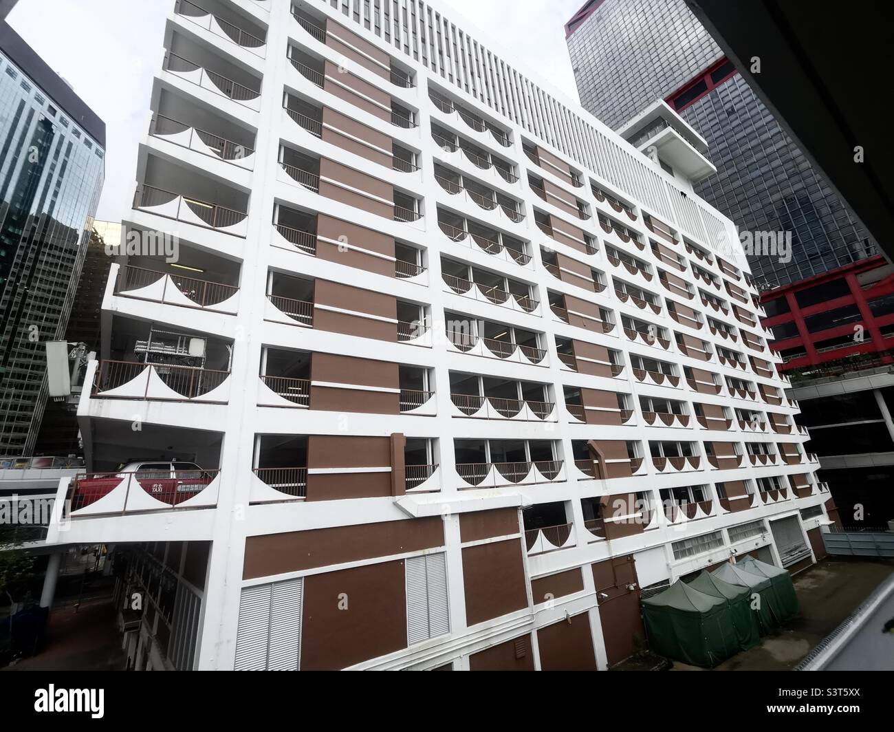 Rumsey street multi story car park in Sheung wan, Hong Kong. Stock Photo