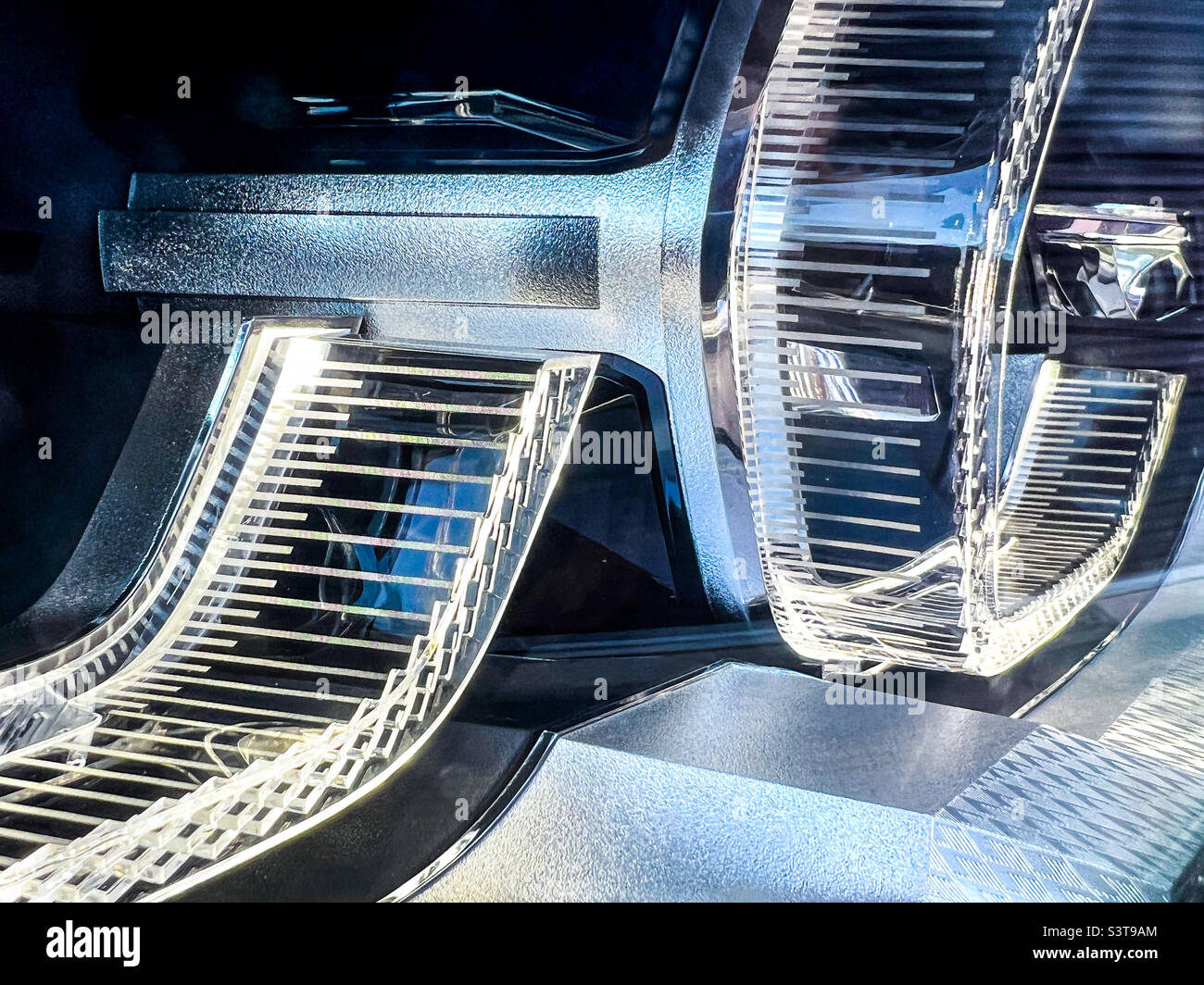 BMW adaptive LED headlights close up - Smartphone Captured Stock Image