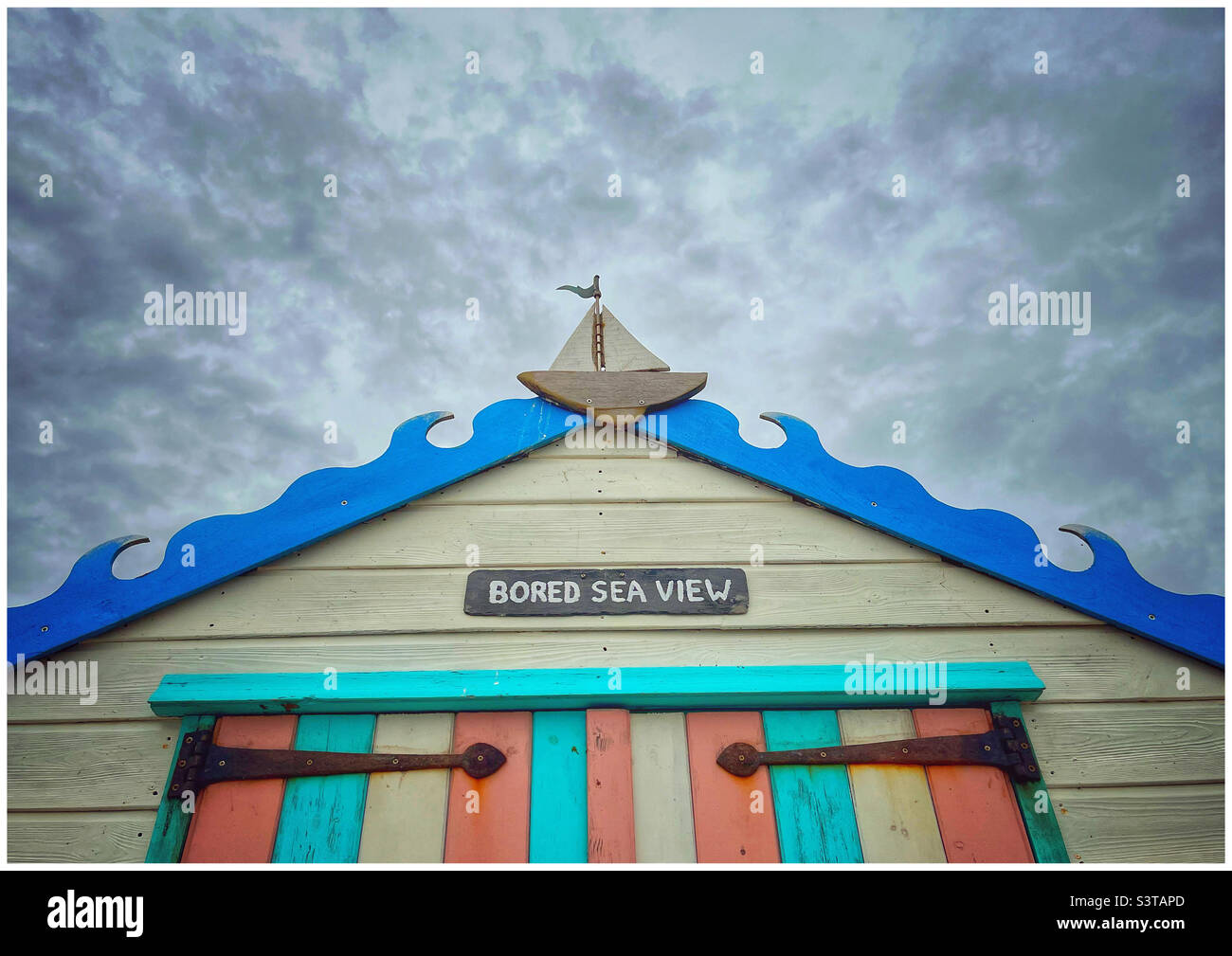Top of a beach hut in Felixstowe,Suffolk, - Smartphone Captured Stock Image