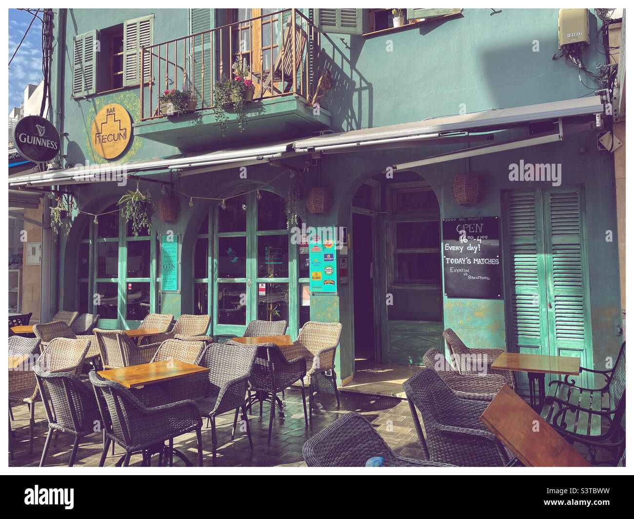 Puerto Pollenca bar, Mallorca - Smartphone Captured Stock Image