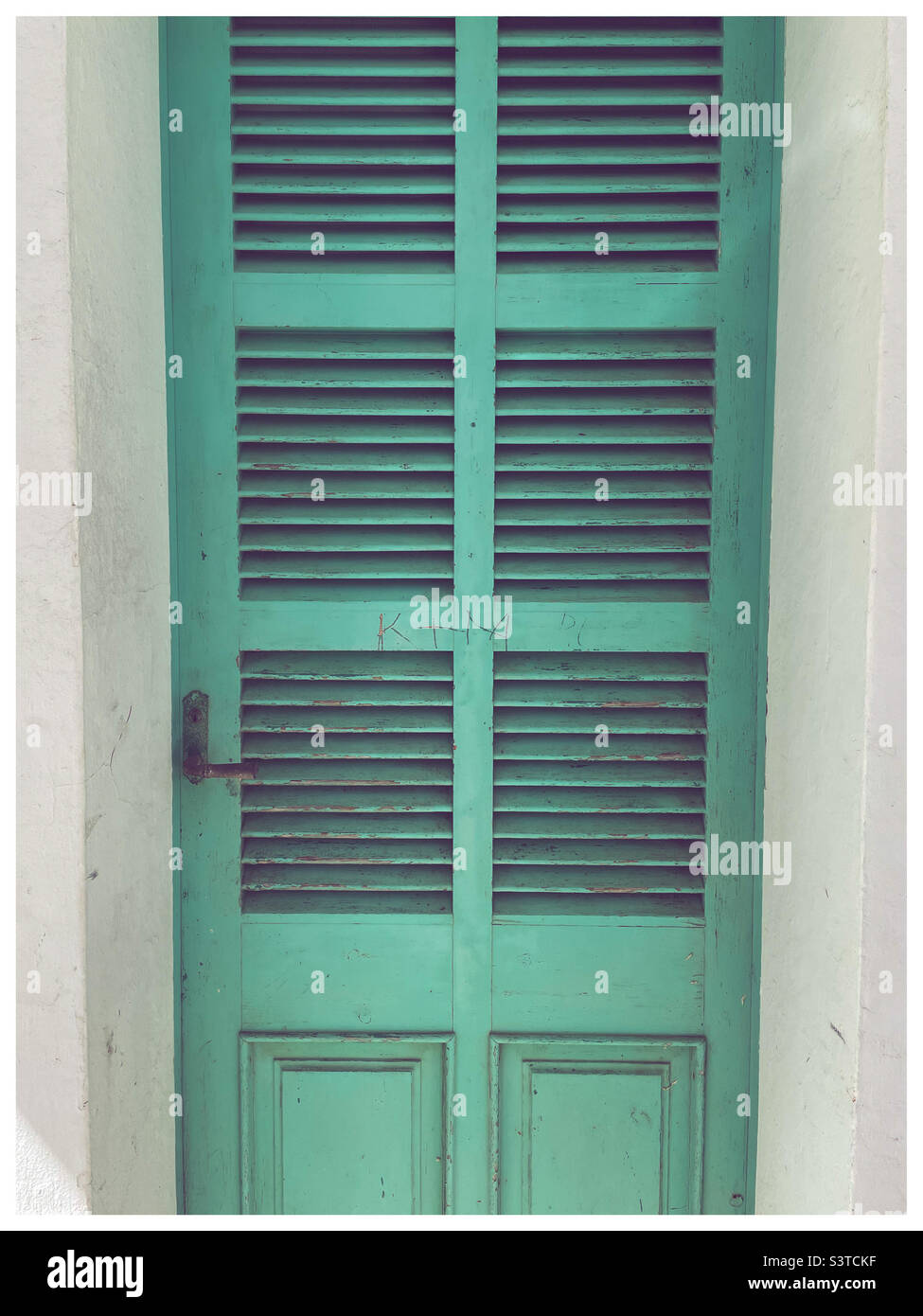 Spanish villa shutters Stock Photo