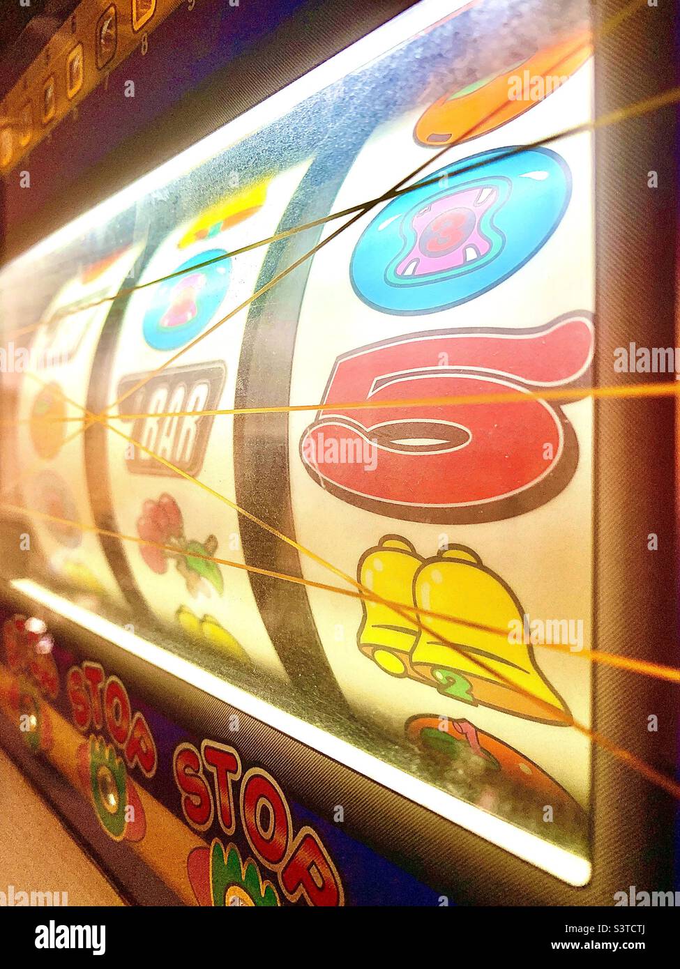 Closeup vintage slot machine Stock Photo