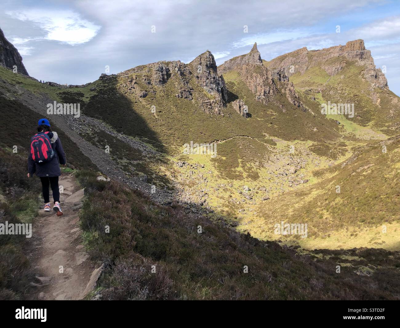 Walker on the Quiraing, Isle of Skye, Scotland - Smartphone Captured Stock Image