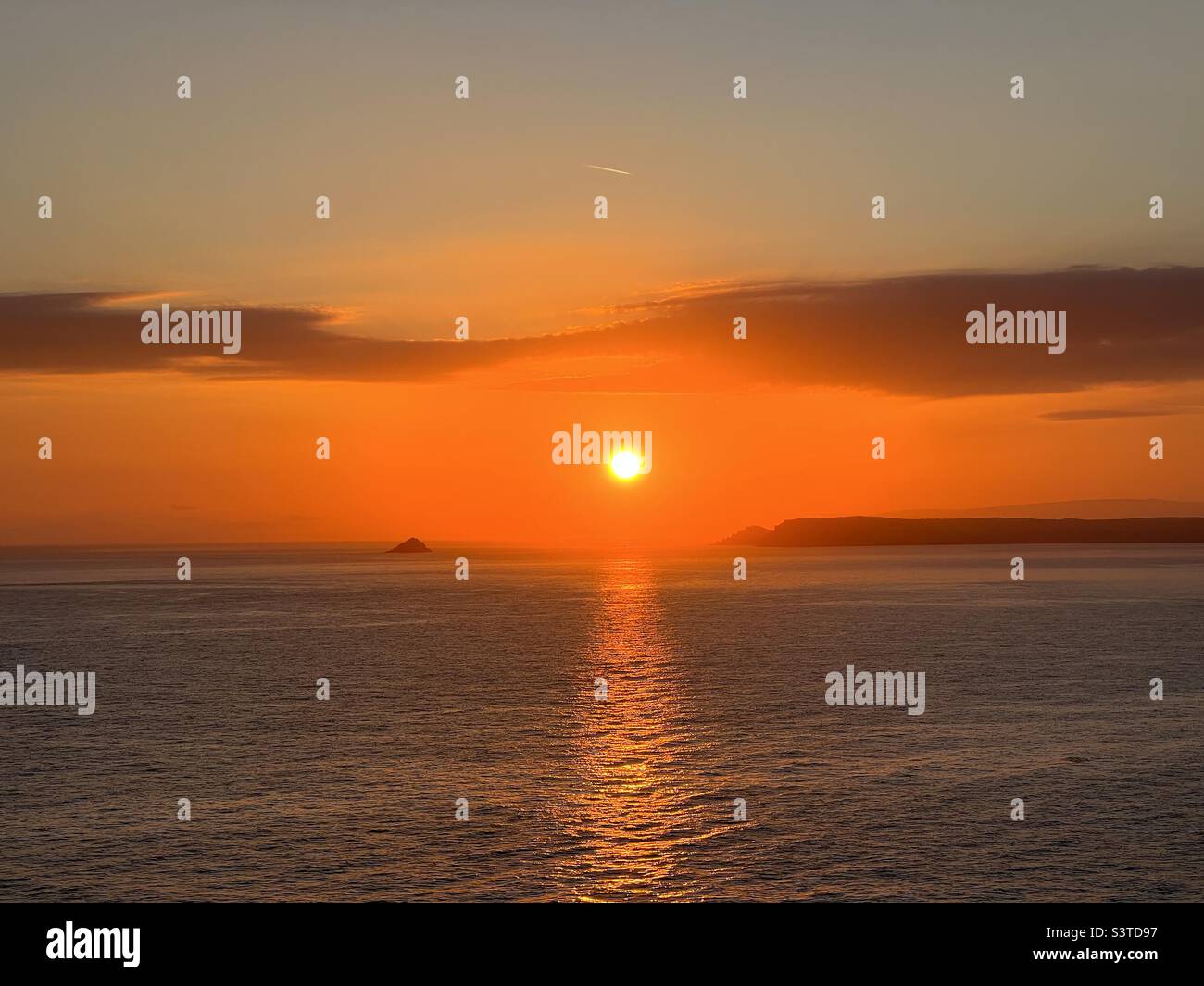 Midsummers sunrise at Trevose head cornwall on the longest day of the