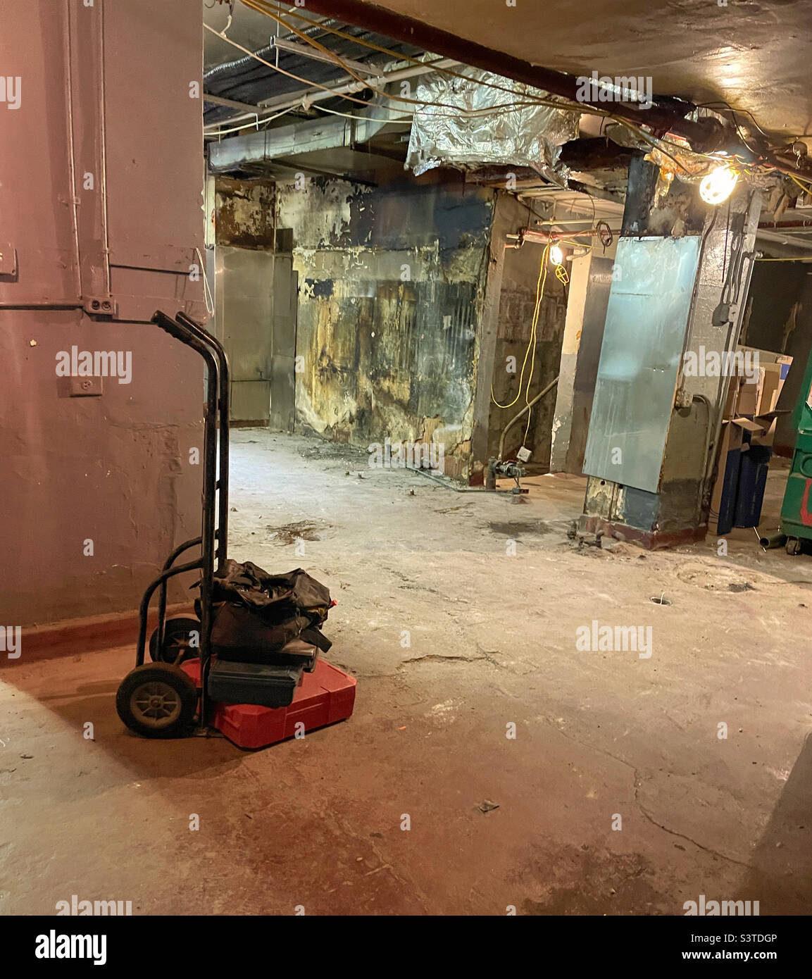 Interior of an abandoned warehouse, USA, 2022 - Smartphone Captured Stock Image