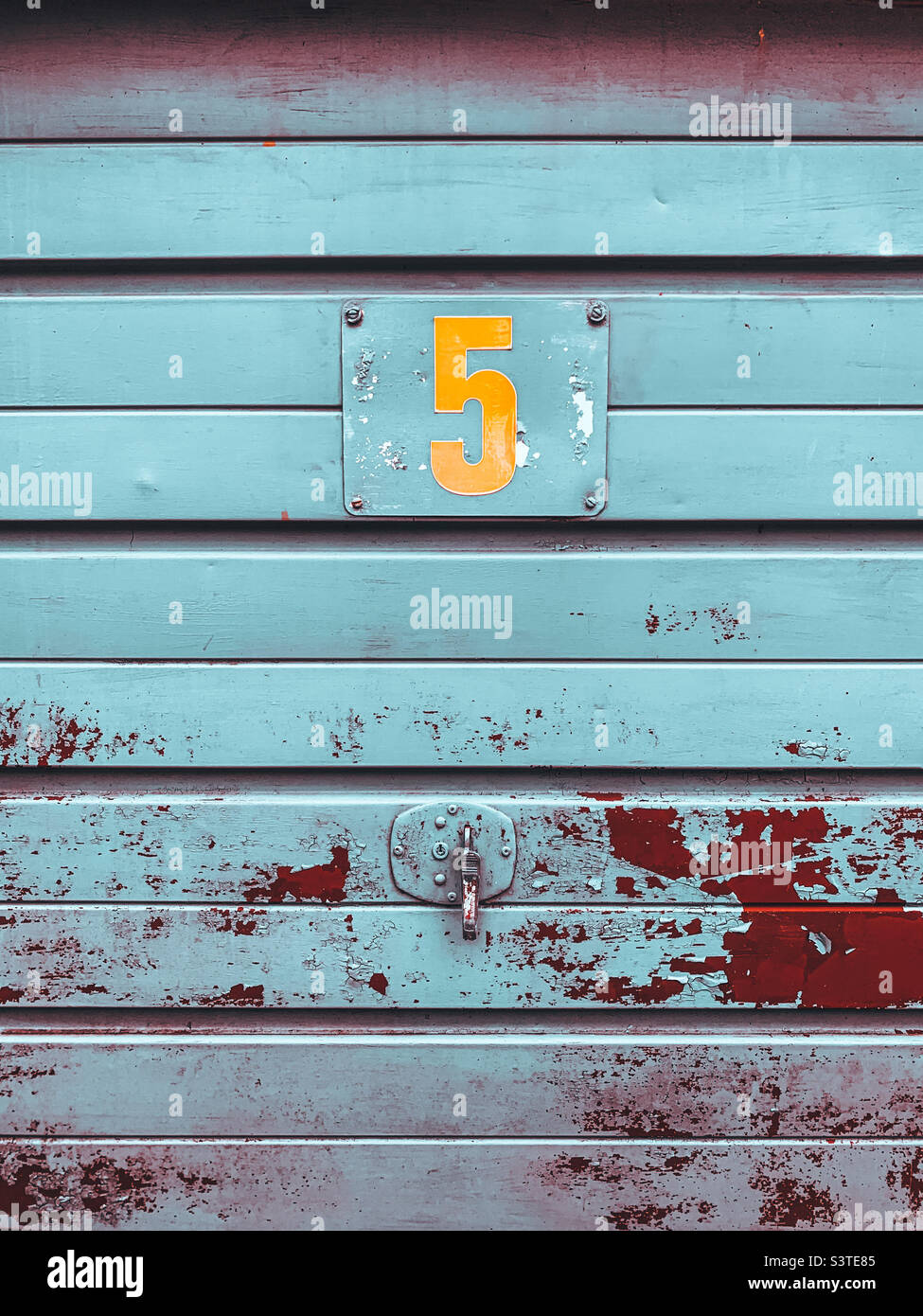 Number 5 on a garage door - Smartphone Captured Stock Image