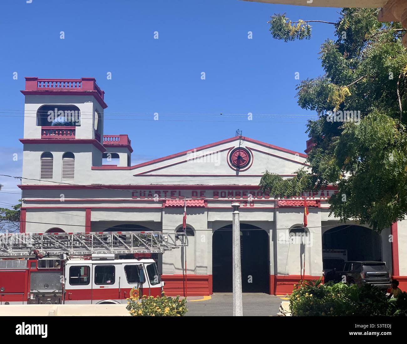 March, 2022, Cuerpo de Bomberos de Puerto Plata fire station, Puerto Plata, Dominican Republic Stock Photo