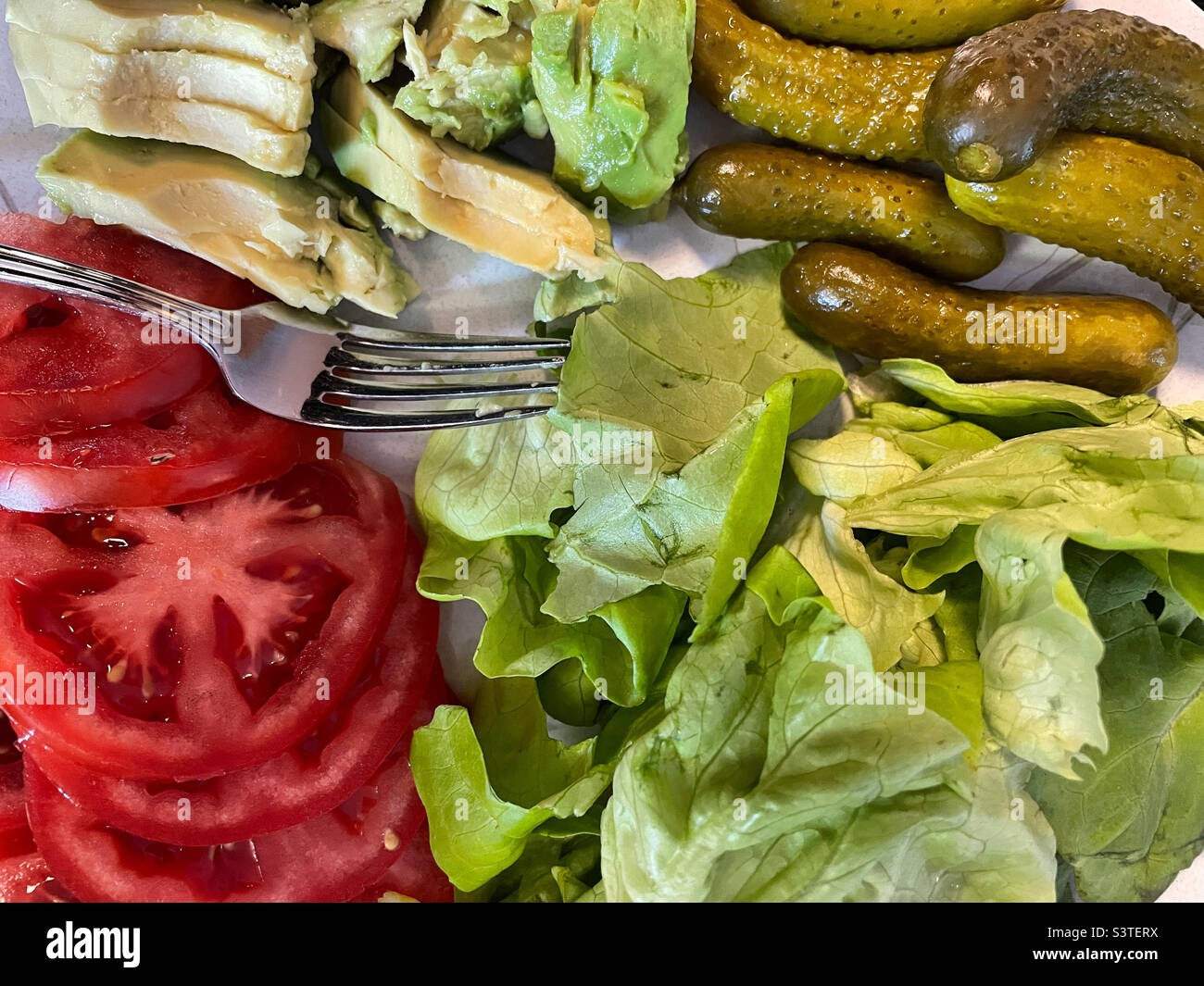 Close-up of a vegetable platter at a cookout at a suburban home in the north eastern United States, 2022, summertime, - Smartphone Captured Stock Image
