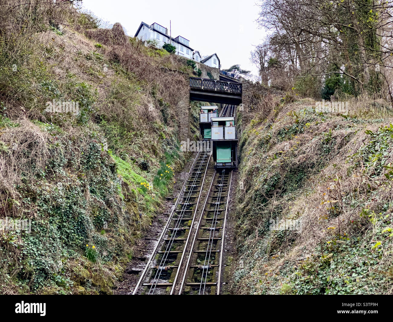 Lynton and Lynmouth cliff railway, March 2022 - Smartphone Captured Stock Image