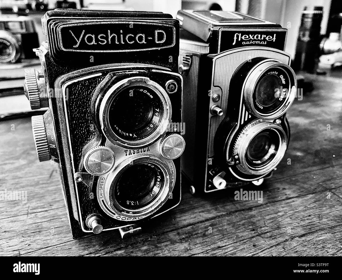 Vintage photo cameras Stock Photo