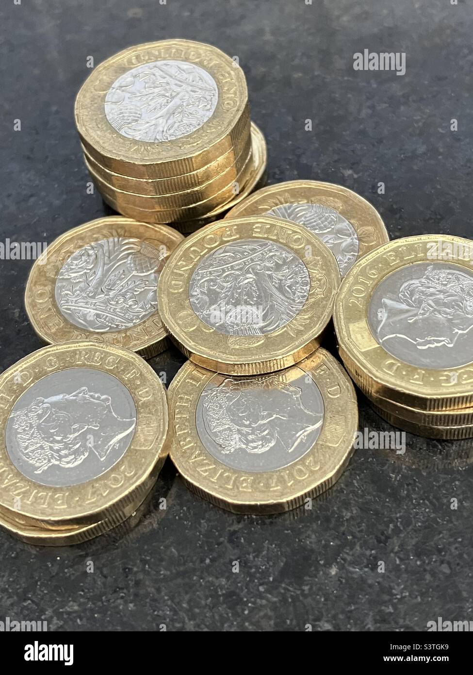 Coins in a Triangle Stock Photo