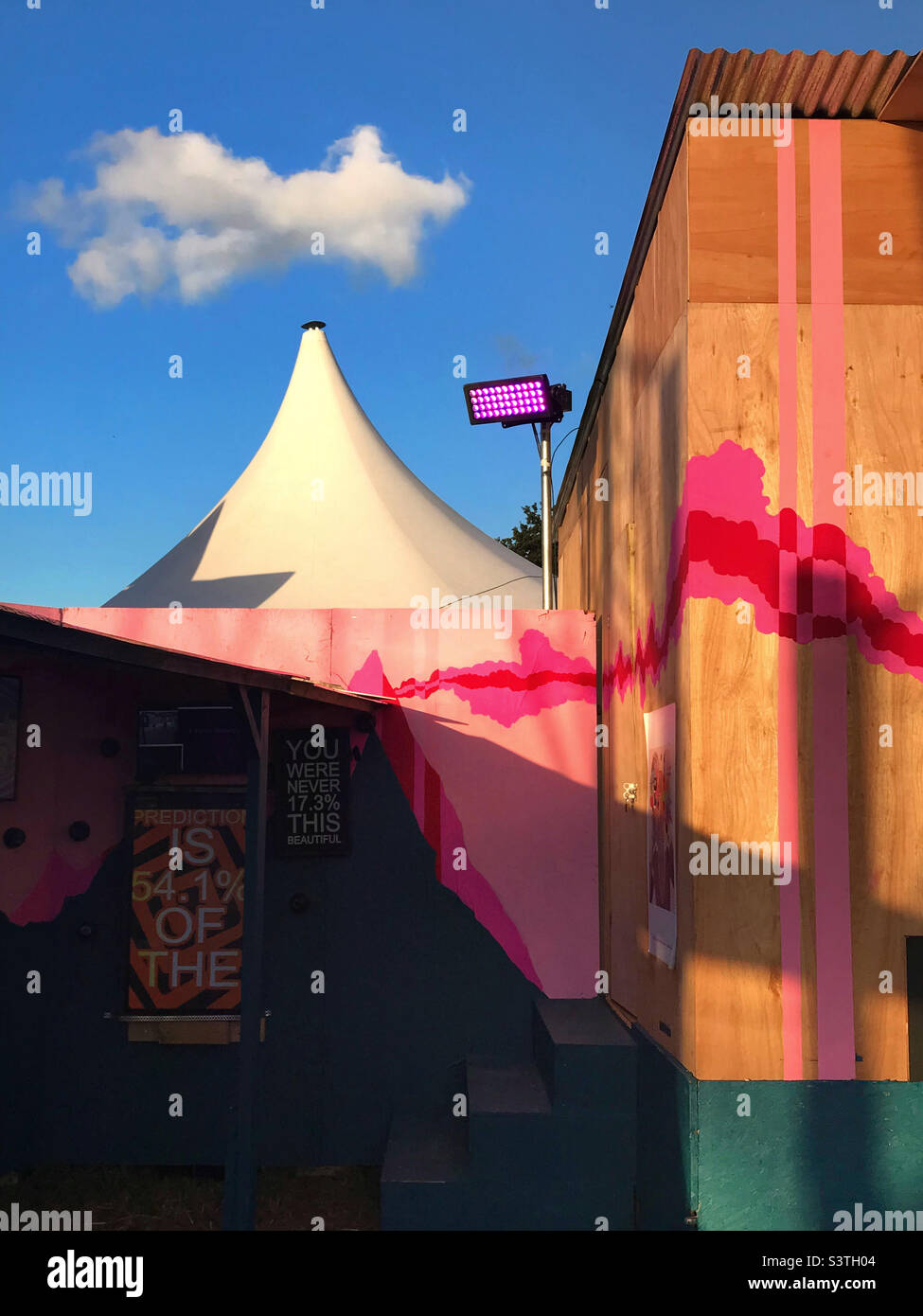 A part of the Shangri-La area at the Glastonbury Festival 2022 - Smartphone Captured Stock Image