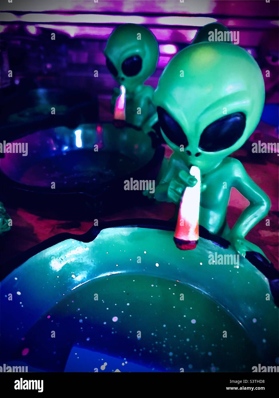 Aliens smoke weed Stock Photo