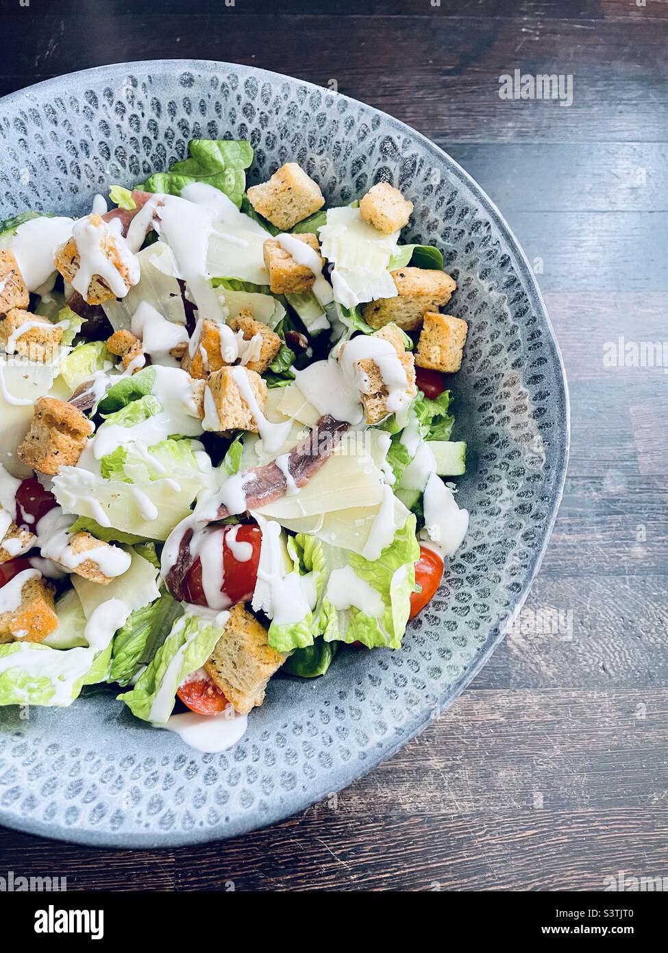 Caesar Salad with anchovies Stock Photo Alamy