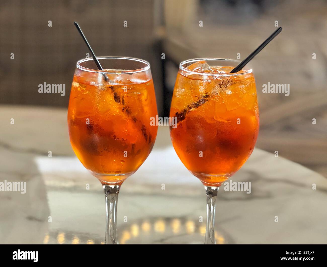 Two glasses of Aperol Spritz Stock Photo