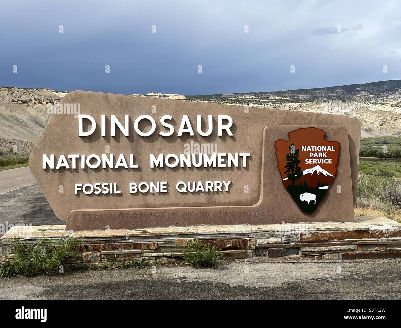 Roadside signage in Vernal, UT for the Dinosaur National Monument (a