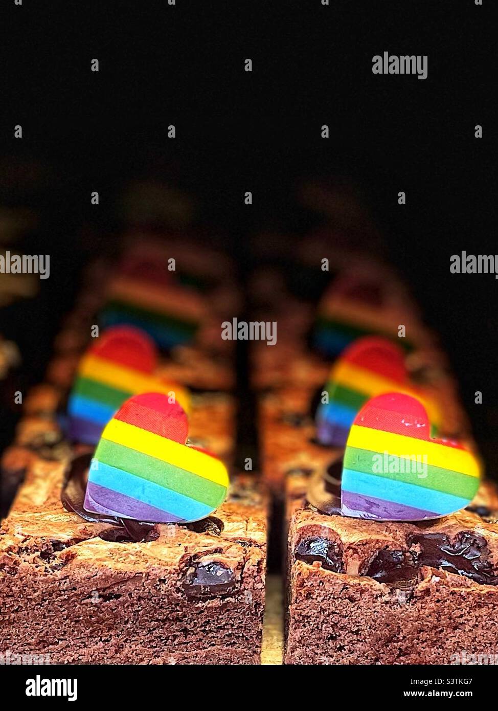 Pride 22 Brownies decorated with a rainbowcoloured heart, as seen in a