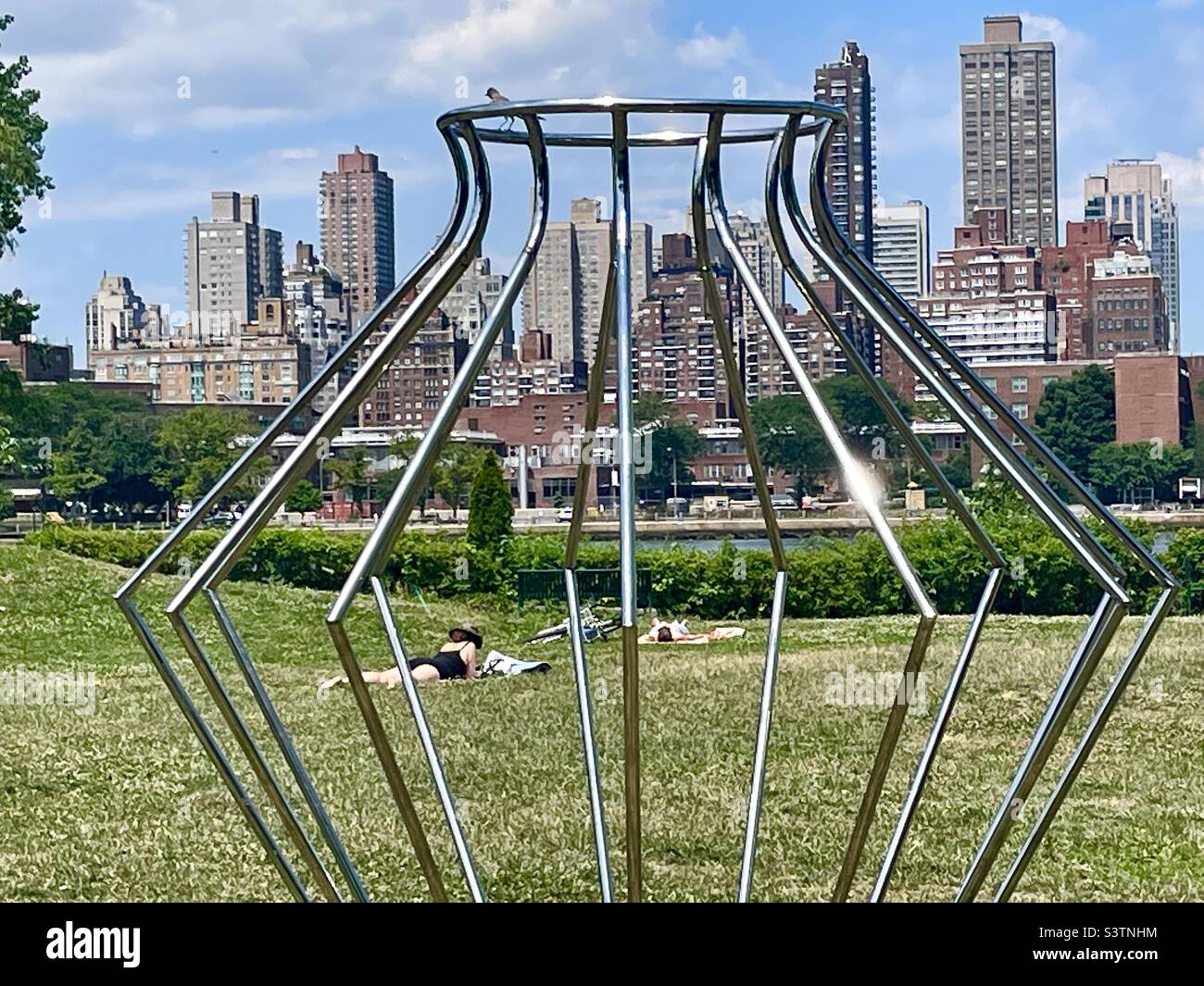View of Manhattan from Socrates Sculpture Park in Astoria, Queens, NewYork - Smartphone Captured Stock Image