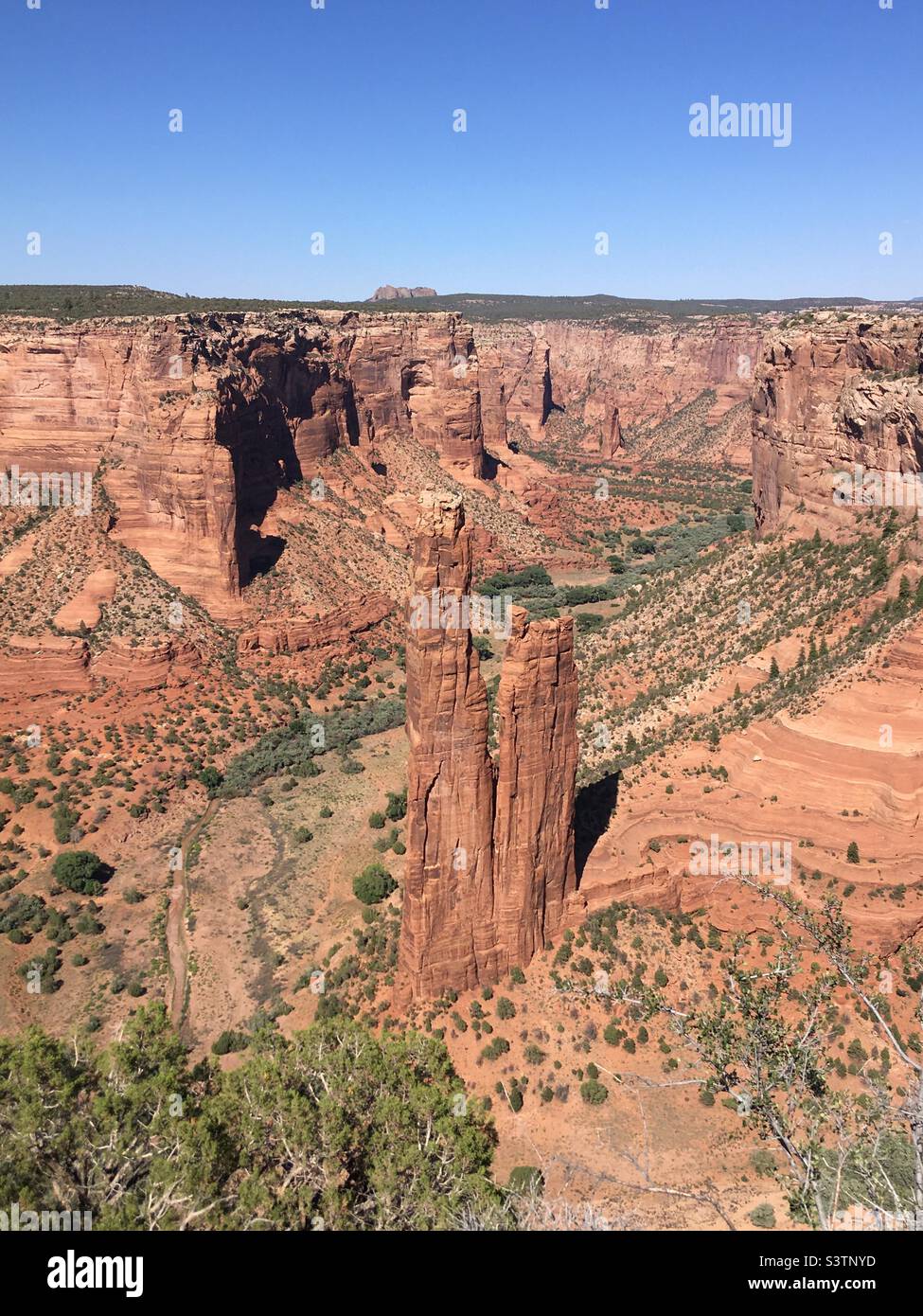 Spider Rock at Canyon de Chelly National Monument Chinle Arizona Stock Photo