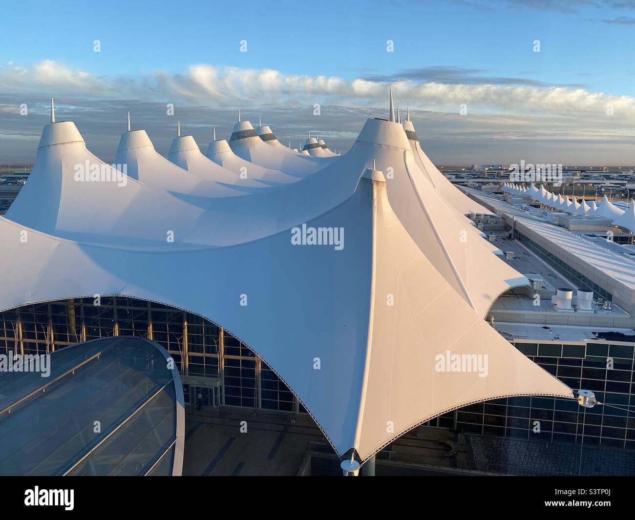 Denver International Airport Terminal Tents covering the building. Stock Photo