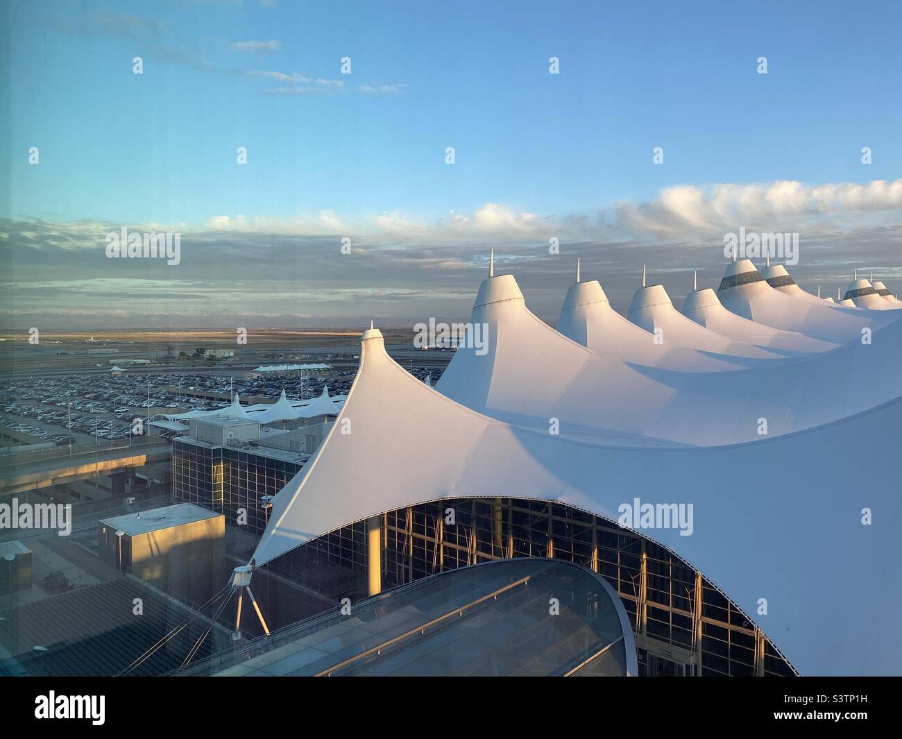 The tents over the Denver International Airport Terminal. Stock Photo