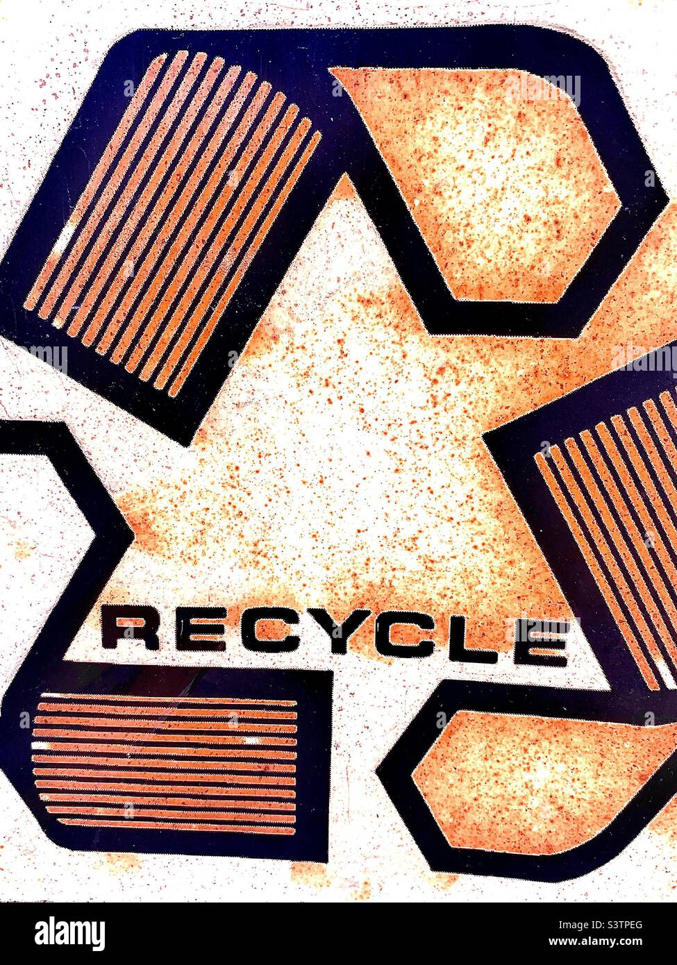 Recycle symbol with word RECYCLE Stock Photo