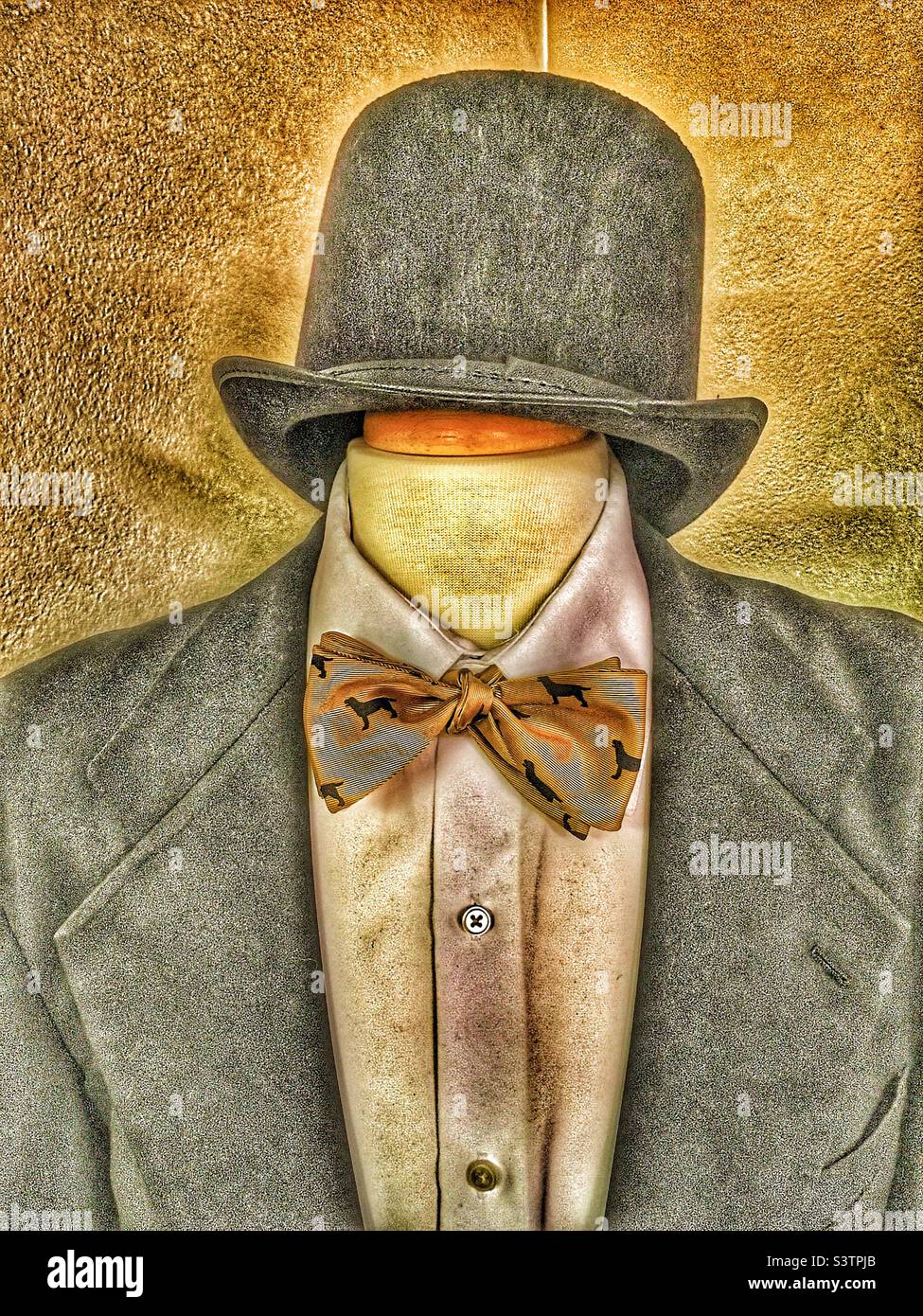 Photo of suit and hat filtered and edited to resemble an art illustration. - Smartphone Captured Stock Image