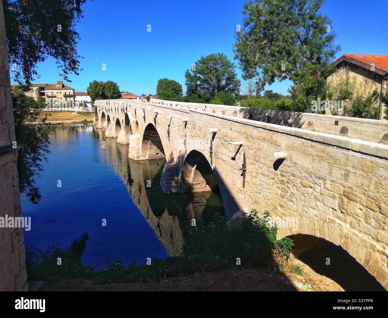 Old bridge in Beziers. Occitanie, France - Smartphone Captured Stock Image