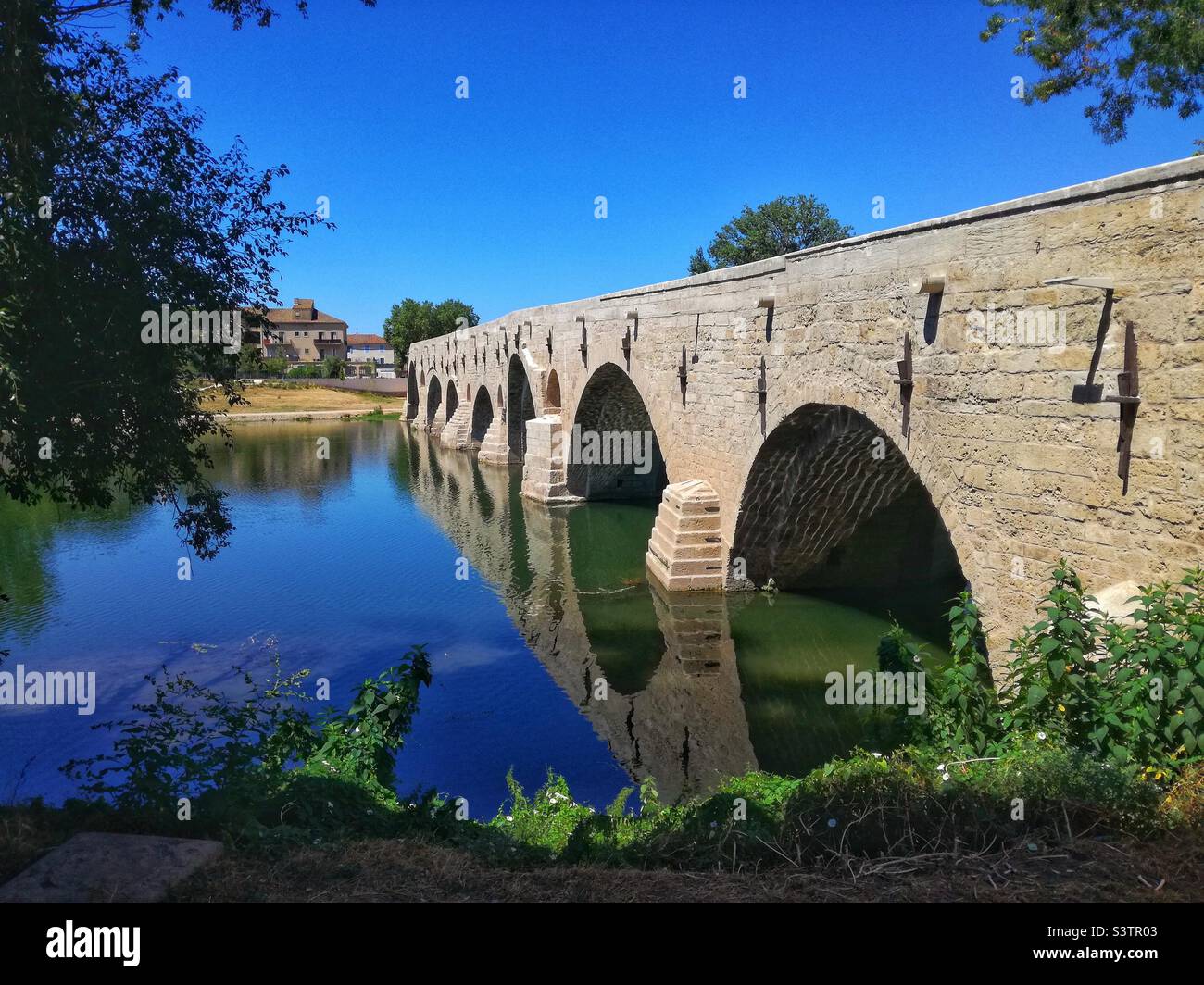 Old bridge in Beziers. Occitanie, France - Smartphone Captured Stock Image