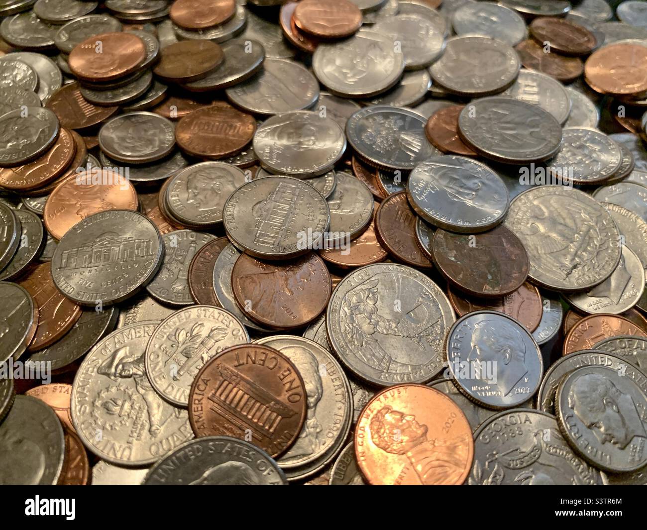 US coins - Smartphone Captured Stock Image