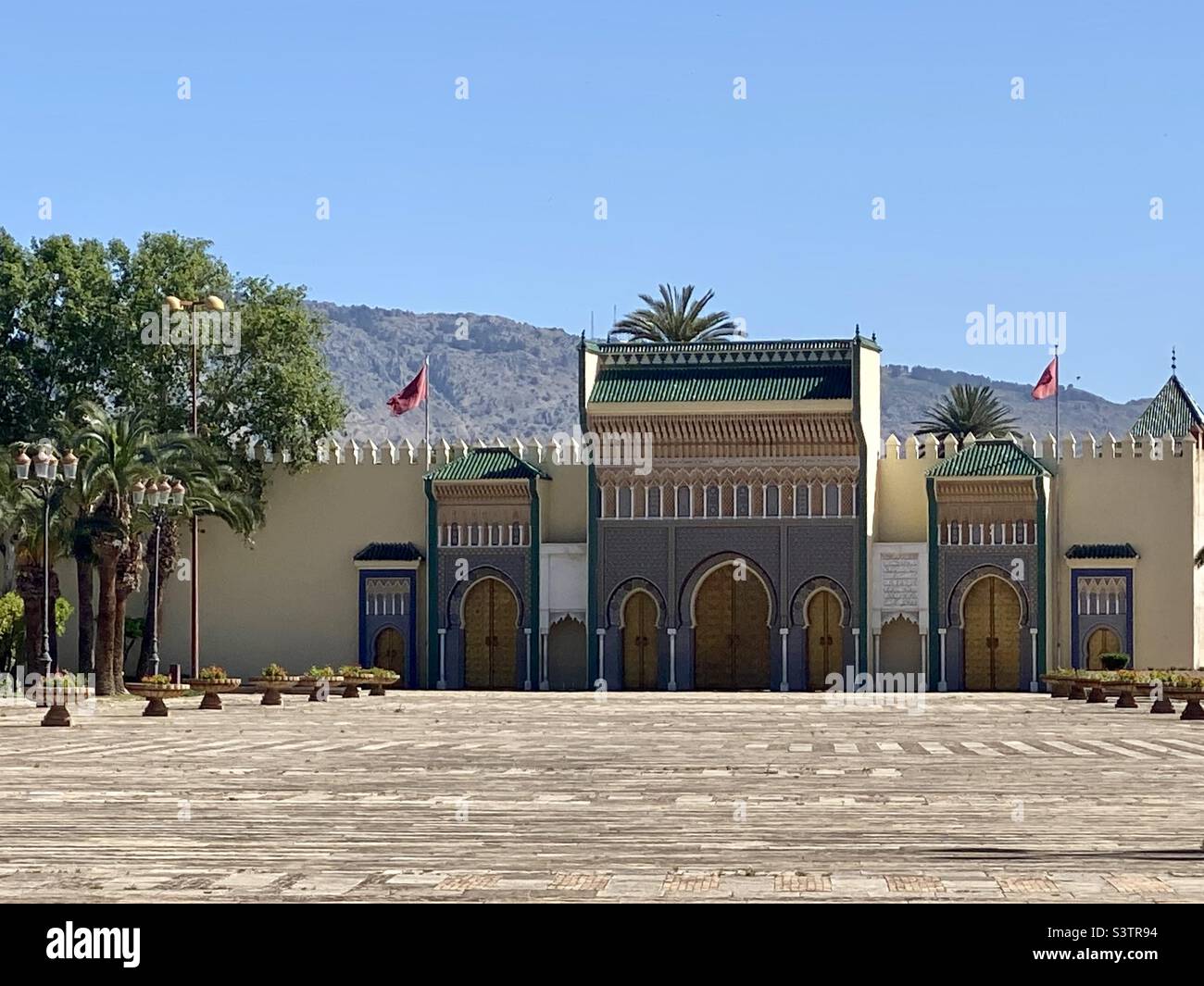 Festive Entrance Royal Palace of Fes El-Bali, Fez, Morocco, North Africa - Smartphone Captured Stock Image